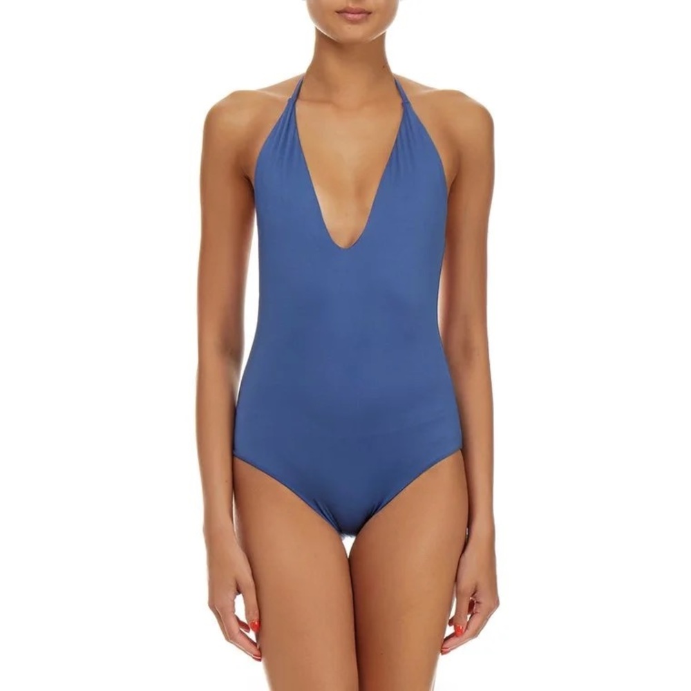 Celebrity Favorite Onia One Piece Halter Bathing Suit in Blue sz XS